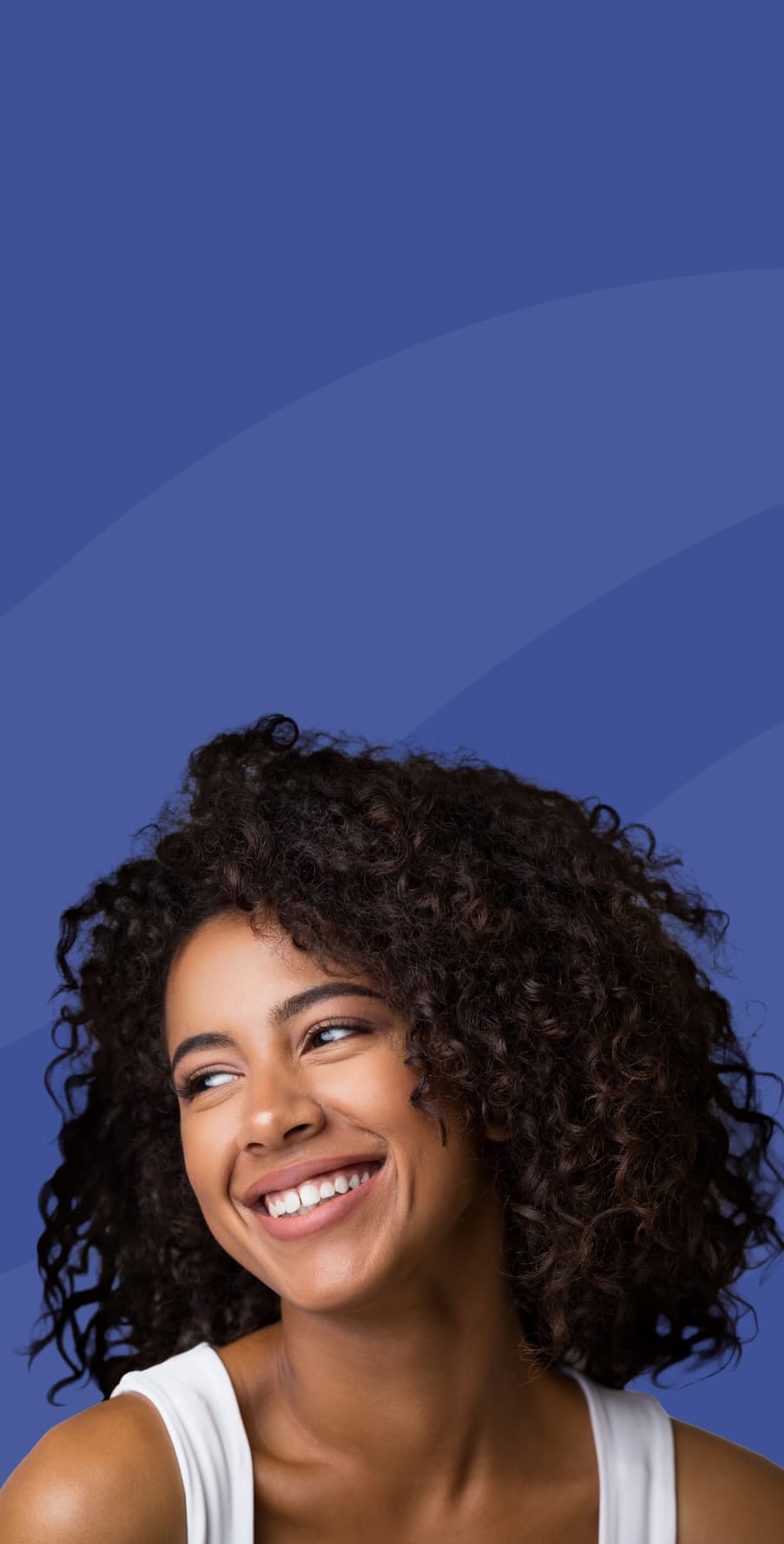 Smiling woman looking off camera