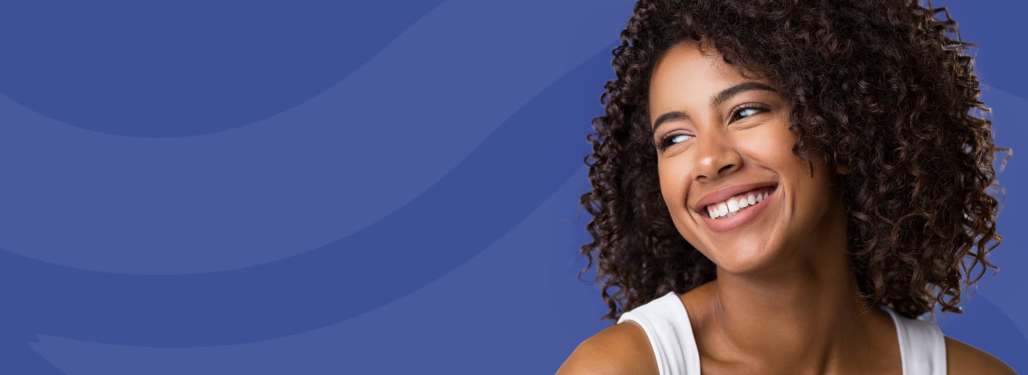 Smiling woman looking off camera