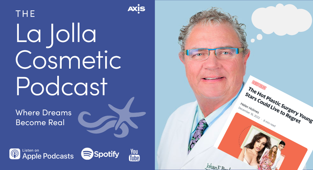 [The La Jolla Cosmetic Podcast | Where Dreams Become Real] Board-certified plastic surgeon, Dr. Johan Brahme with an article [The Hot Plastic Surgery Young Stars Could Live To Regret]