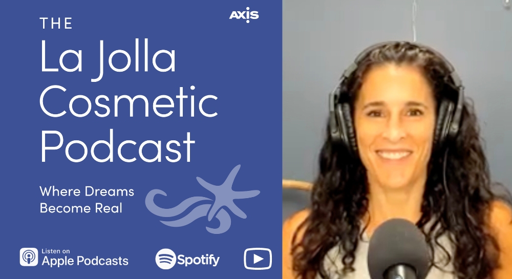 [The La Jolla Cosmetic Podcast cover art] Dr. Swistun's breast implant removal patient Amie