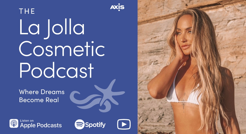 [The La Jolla Cosmetic Podcast cover art] LJCSC patient after a successful explant and breast lift with Dr. Luke Swistun