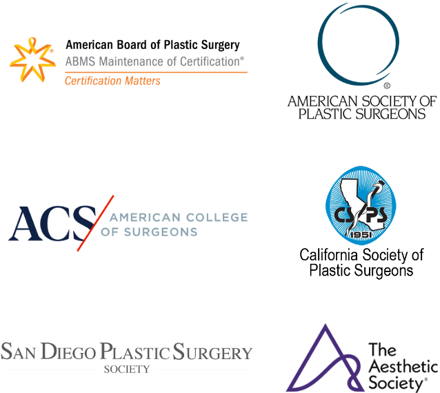 Dr. John Smoot credentials: American Board of Plastic Surgery (ABMS); American Society of Plastic Surgeons; American College of Surgeons (ACS); California Society of Plastic Surgeons (CSPS); San Diego Plastic Surgery Society; The Aesthetic Society