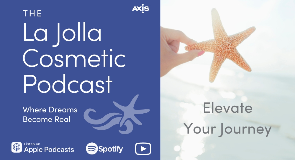 [The La Jolla Cosmetic Podcast cover art] Starfish with the words "Elevate Your Journey" in honor of our new Concierge Package