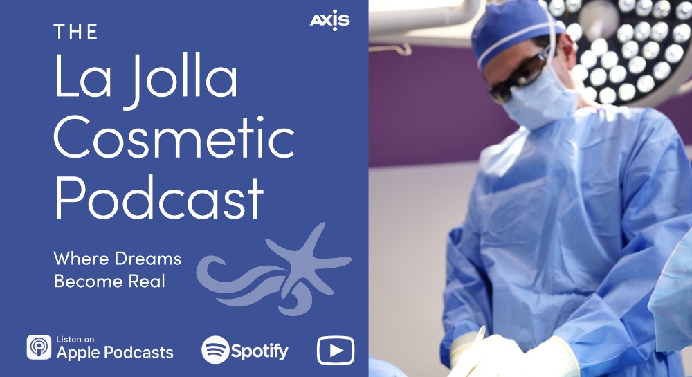 [The La Jolla Cosmetic Podcast cover art] San Diego plastic surgeon Dr. Hector Salazar-Reyes during surgery