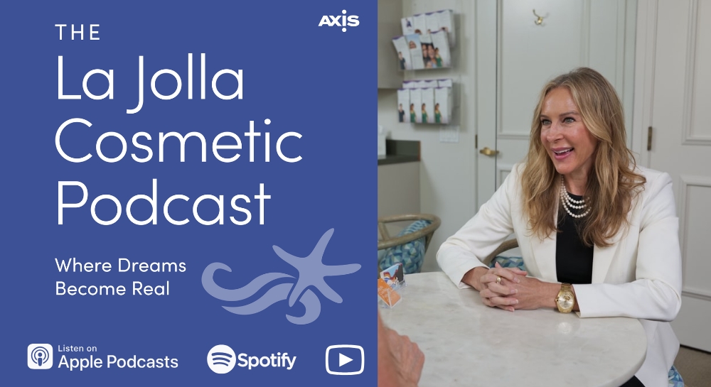 [The La Jolla Cosmetic Podcast cover art] San Diego plastic surgeon Dr. Diana Breister during a consultation
