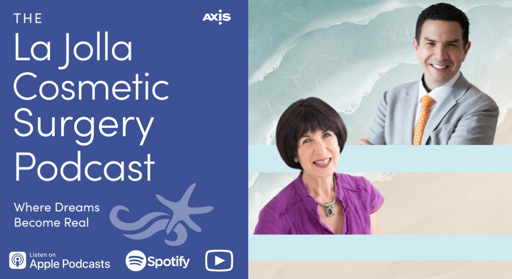 [The La Jolla Cosmetic Surgery Podcast cover art] San Diego plastic surgeon Dr. Hector Salazar and massage therapist Linda-Anne Kahn