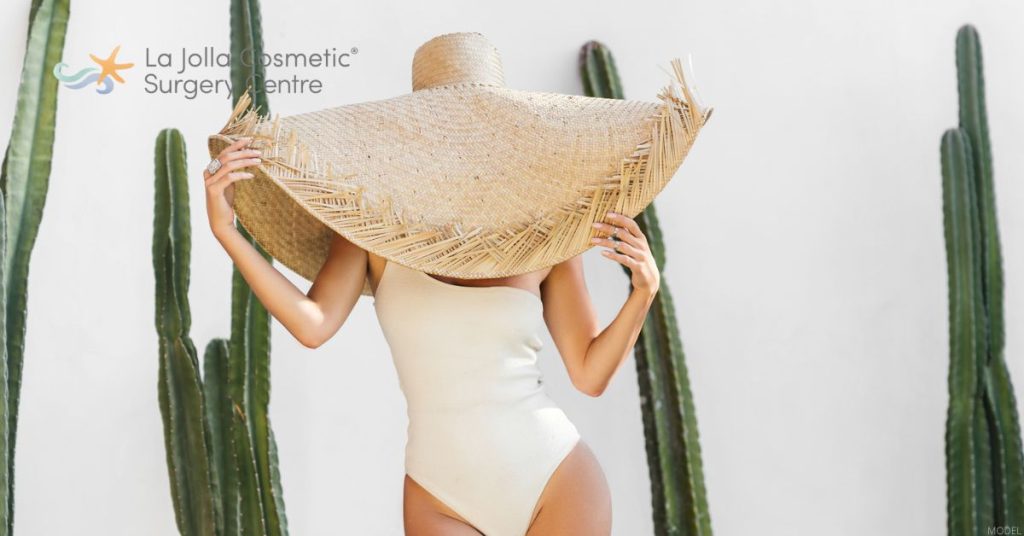 Woman for liposuction candidacy. (Model)