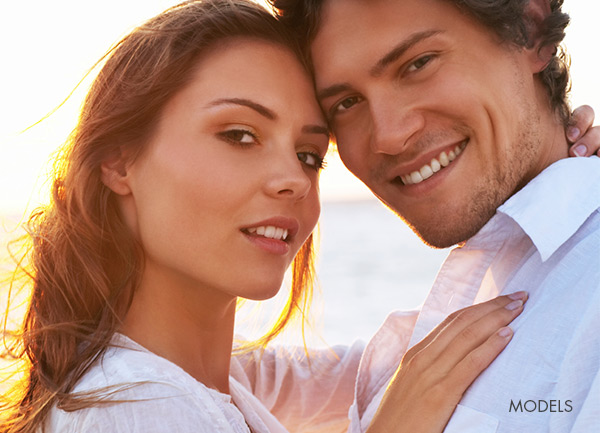 happy couple on the beach